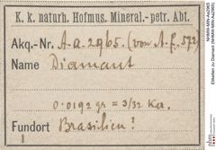 Etiketten zu Diamant (NHMW-MIN-Aa2965)